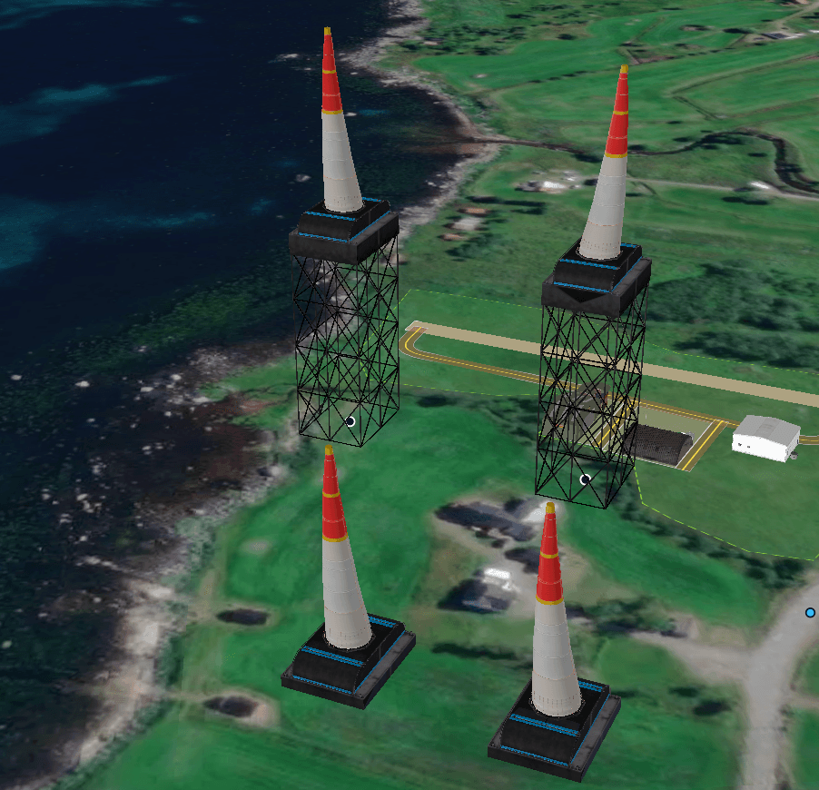 Air-racing pylon course set up at an airfield in MSFS 2024