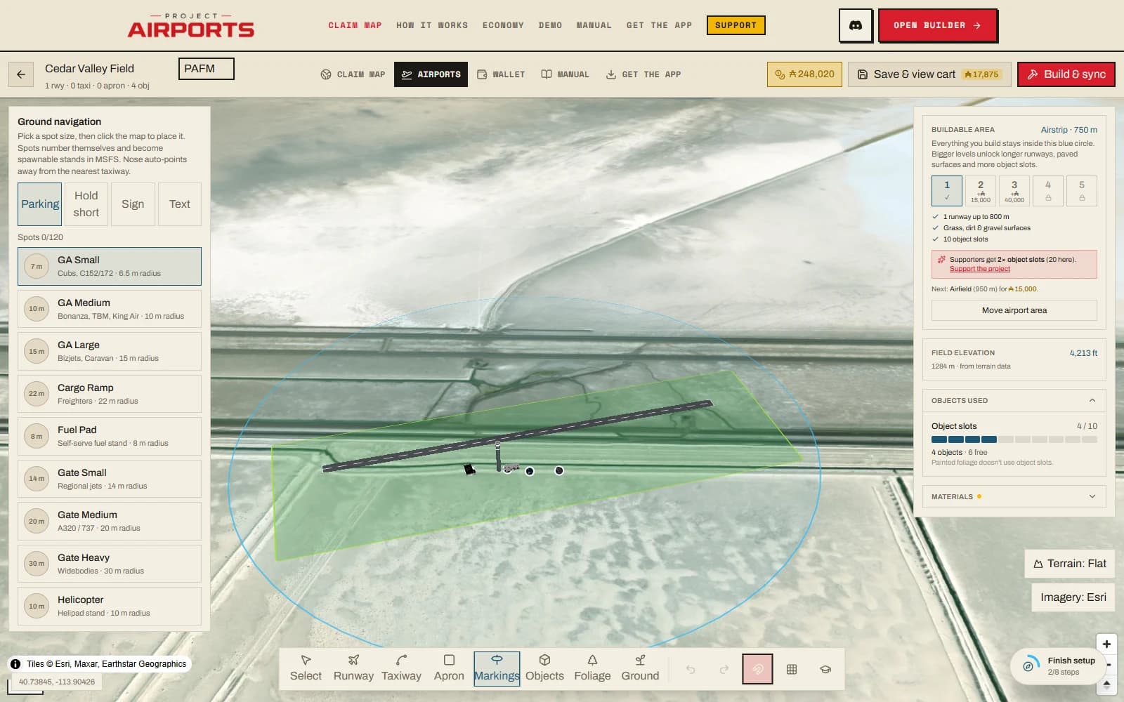 The Markings tool with its four sub-tools